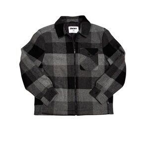 DKNY Plaid Wool Jacket - Black and Gray